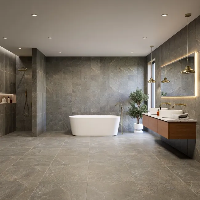 Ardesia Anthracite Stone Effect Matt Porcelain Floor Tile