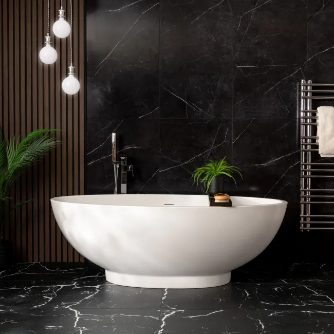 Trepanel Aqua Luxe® Black Marble Effect Embossed Satin SPC Wall Panel 4 Pack (Covers 2.80 SQM)