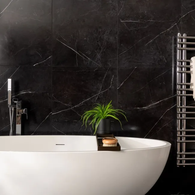 Trepanel Aqua Luxe® Black Marble Effect Embossed Satin SPC Wall Panel 4 Pack (Covers 2.80 SQM)