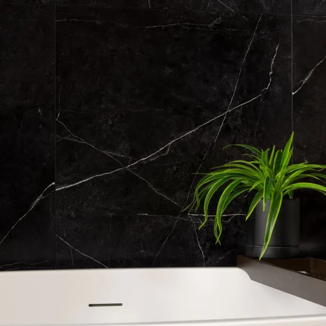 Trepanel Aqua Luxe® Black Marble Effect Embossed Satin SPC Wall Panel 4 Pack (Covers 2.80 SQM)