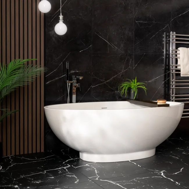Trepanel Aqua Luxe® Black Marble Effect Embossed Satin SPC Wall Panel 4 Pack (Covers 2.80 SQM)