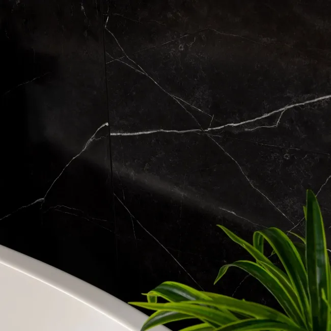 Trepanel Aqua Luxe® Black Marble Effect Embossed Satin SPC Wall Panel 4 Pack (Covers 2.80 SQM)