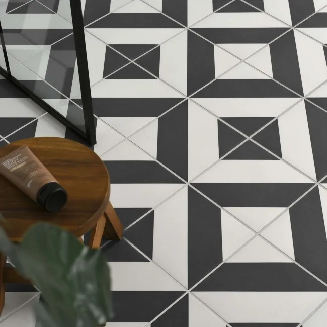 Zebra Black and White Patterned Matt Striped 223x223 Tiles