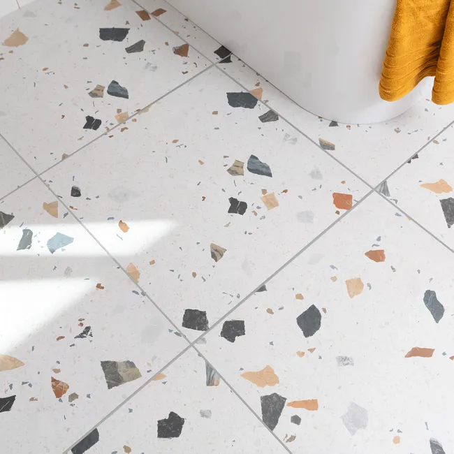 Sorrento White Matt Terrazzo Effect Wall and Floor Tile