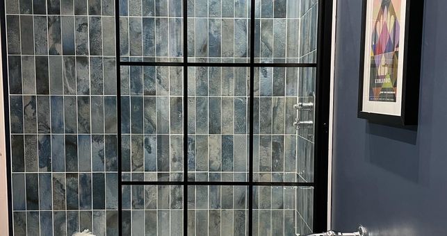 Michelle Created a Traditional, Blue Toned Bathroom with our Raku Blue Tiles