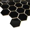Pixel Black Hexagon Gloss Mosaic Tiles