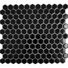 Pixel Black 23x23 Hexagon Gloss Mosaic Tiles'