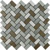 Tephra Metallic Moon Herringbone Mosaic Tiles