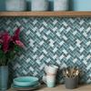 Tephra Viridian Herringbone Mix Mosaic Tiles
