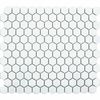 Pixel White 23x23 Hexagon Gloss Mosaic Tiles