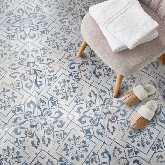 Harran Antique Vintage Blue Pattern, Blue Moroccan Floor Tiles Uk