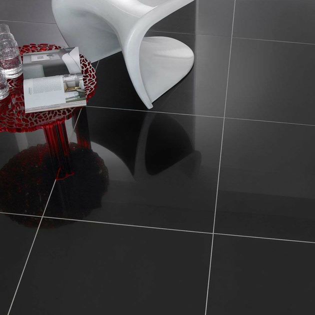 Black 600x600 Polished Tiles Walls, Super Polished White Floor Tiles
