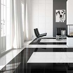 Black & White Polished Porcelain Tiles