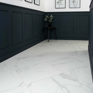 Cappella White Matt Marble Effect 600x600 Wall and Floor Tiles