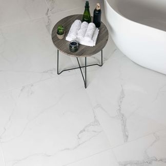 Cappella Polished White Carrara Marble Effect 75x75 Tiles
