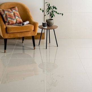 Form Ivory Polished Stone Effect 600x600 Wall And Floor Tiles