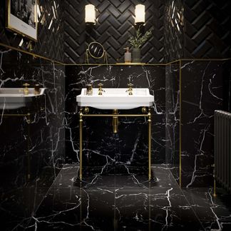Marquina Polished Marble Effect 60x60 Tiles