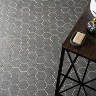 Chalkstone Hexagon Ash Grey Matt Stone Effect Wall And Floor Tiles