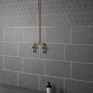 Chalkstone Ash Grey Matt Stone Effect Wall And Floor Tiles
