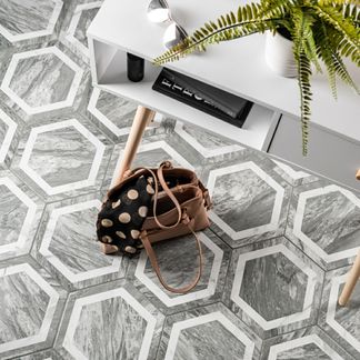 Bardiglio Grey Marble Hexagon Deco Tiles
