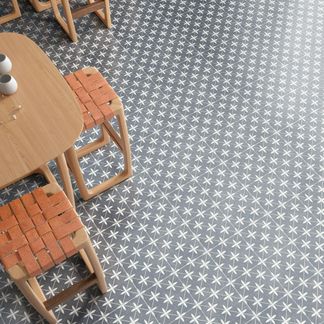 Winslow Blue and White Matt Patterned Floor Tiles