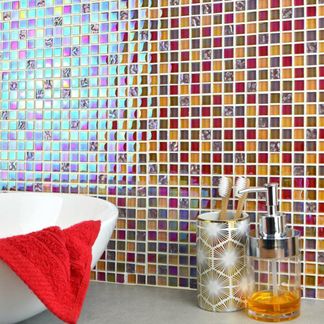 Glistening Red Mix Mosaic Tiles
