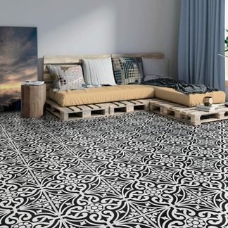 Adlington Black and White Matt Patterned Floor Tiles