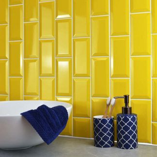 Gloss 150x75 St James Park Yellow Mini Metro Tiles
