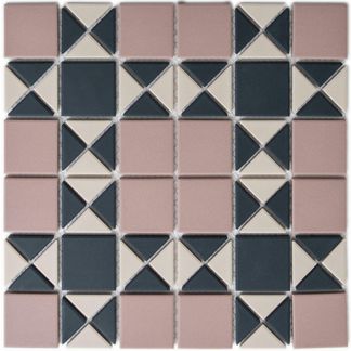 Churchill Navy Blue & Pink Mosaic Matt Tiles