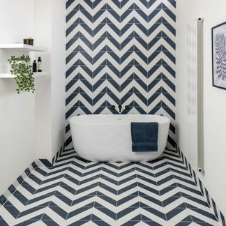 Zebra Blue and White Matt Striped Wall and Floor Tiles