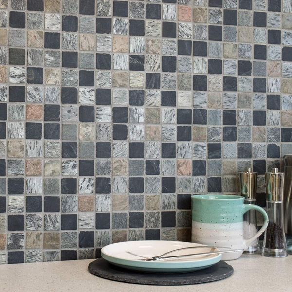 Quartzite Copper & Pewter Square Mosaic Tiles
