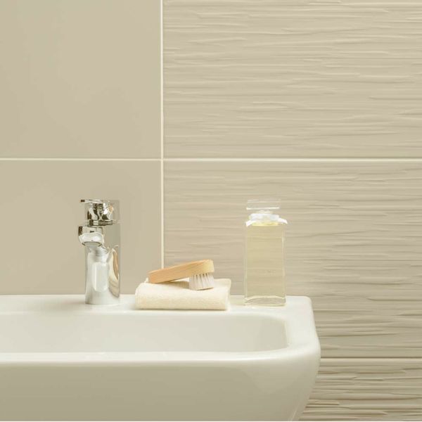 Dusted Beige Linear Satin Tiles