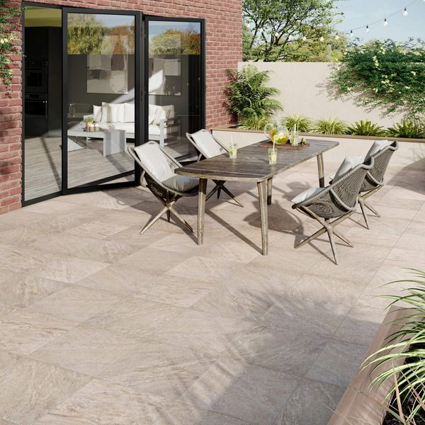 Icaria Ocre Brown Stone Effect 20mm Porcelain Paving Slabs