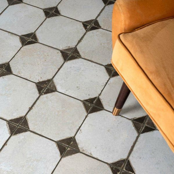 Octagon Effect Charcoal Vintage Tiles