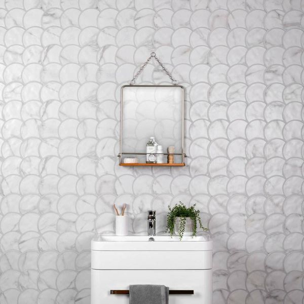 Achilles Seashell Marble Effect Fish Scale Tiles