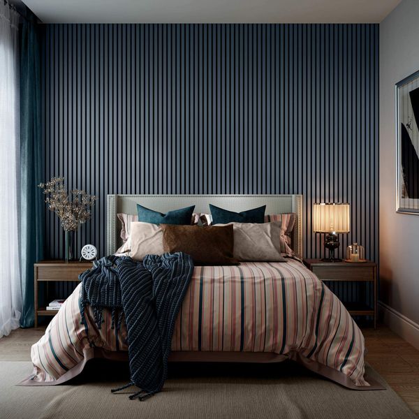 Trepanel Design® Double Denim Blue on Blue Felt Acoustic Wood Slat Wall Panels