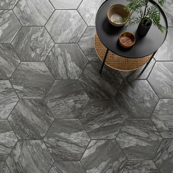 Bardiglio Grey Marble Hexagon Tiles