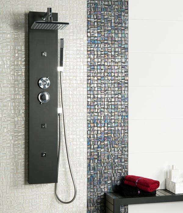 Mosaic tiles in shower