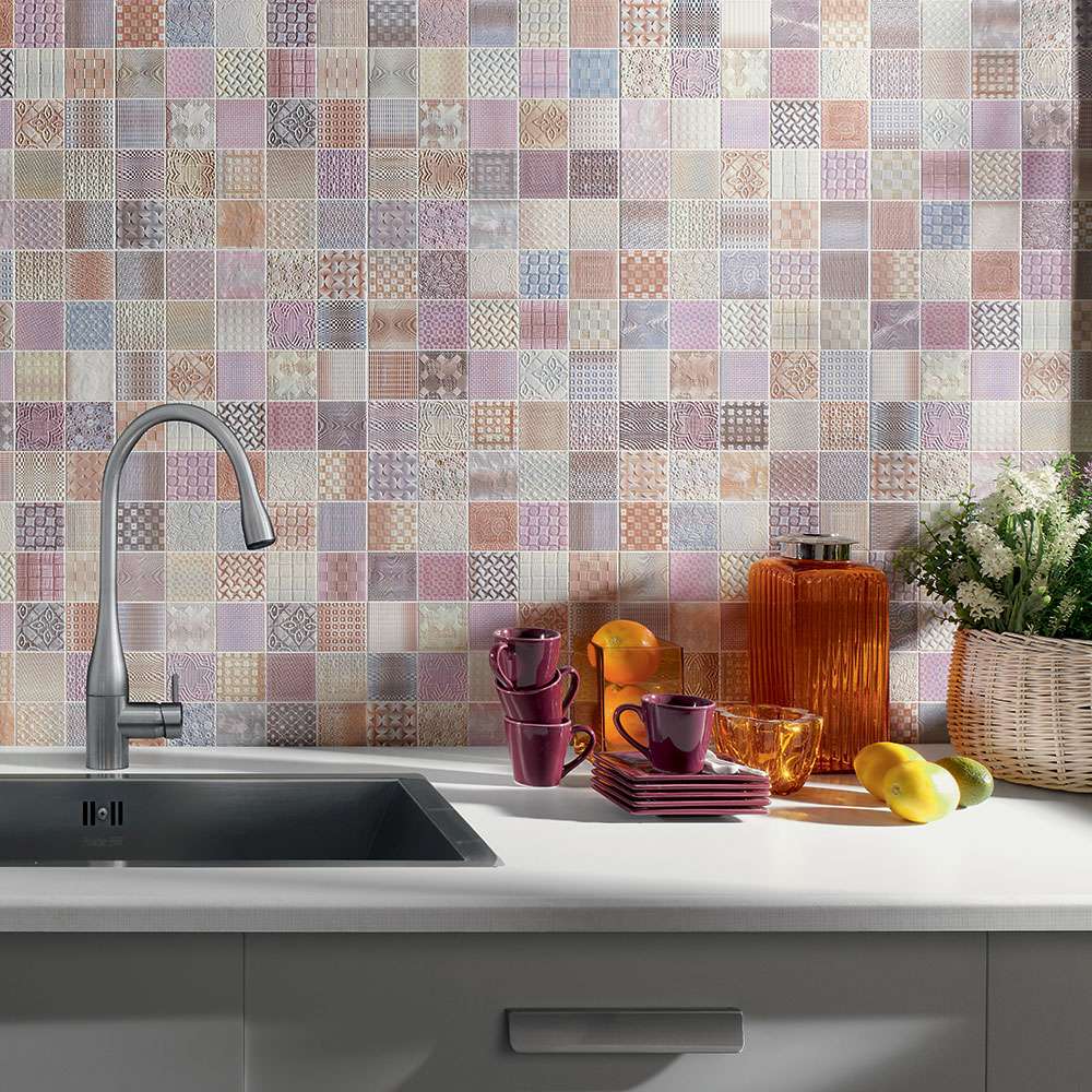 Patchwork mosaic Moroccan Tiles in kitchen