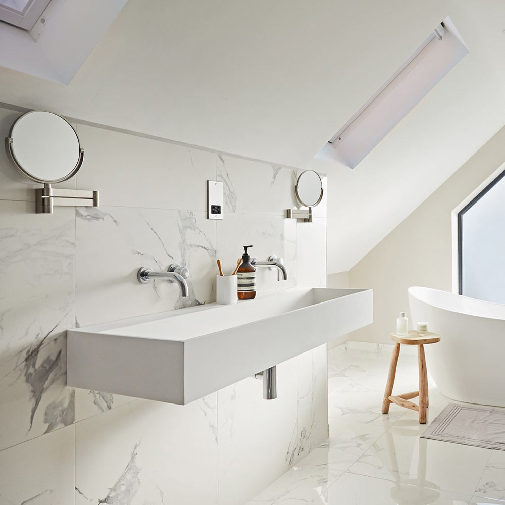 Carrara marble effect bathroom tiles