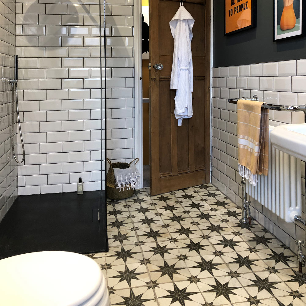 Statement bathroom floor tiles