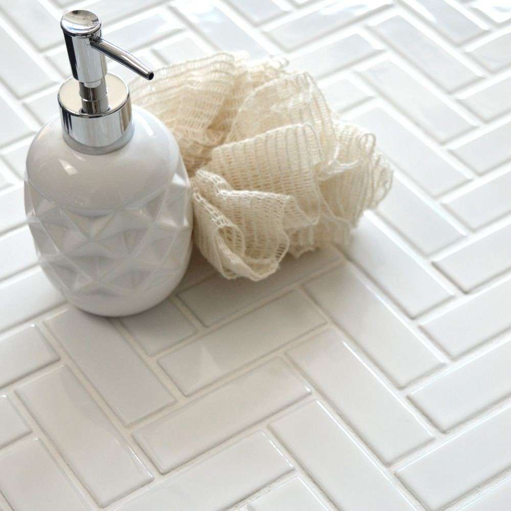 Herringbone mosaic tiles bathroom