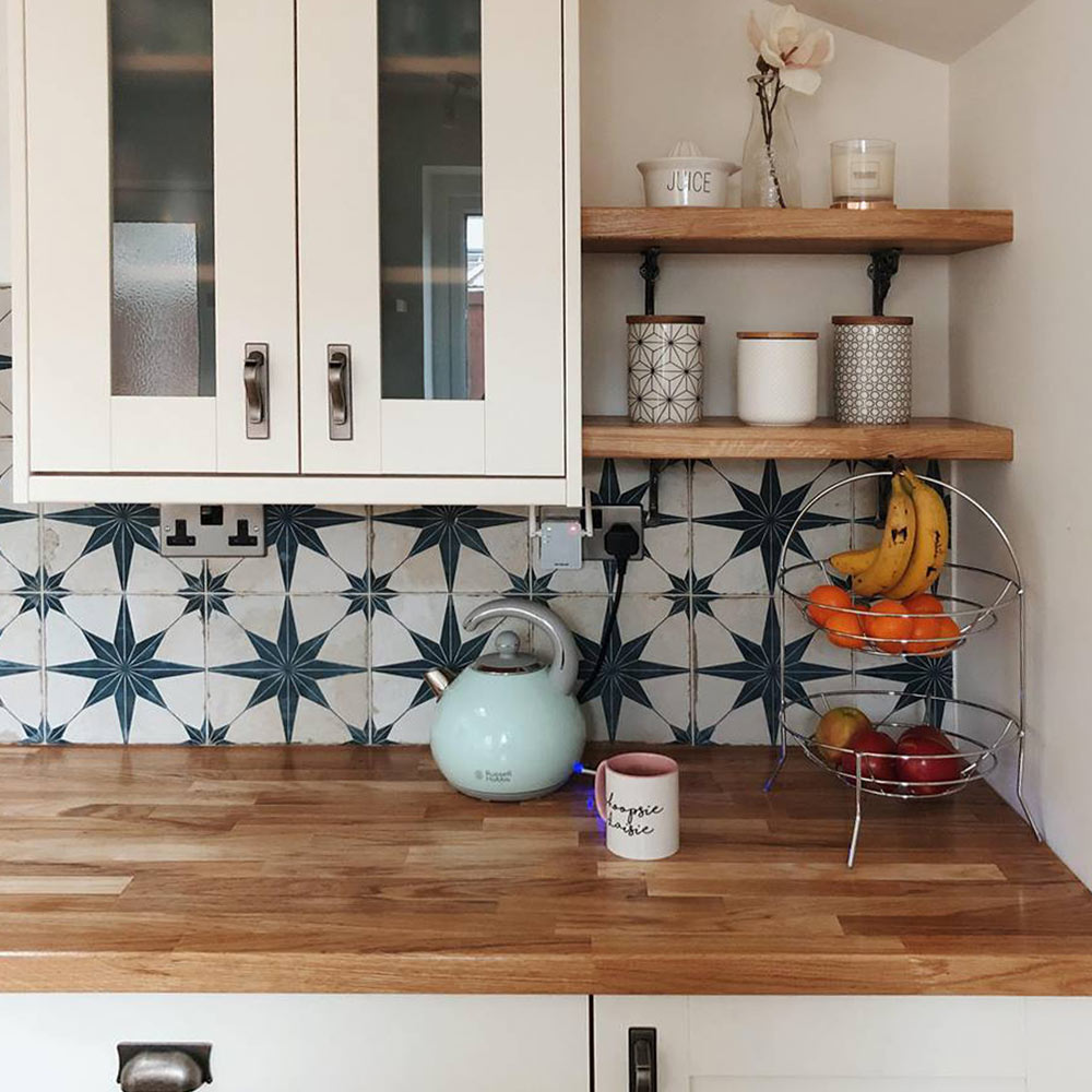 Blue scintilla kitchen wall tiles
