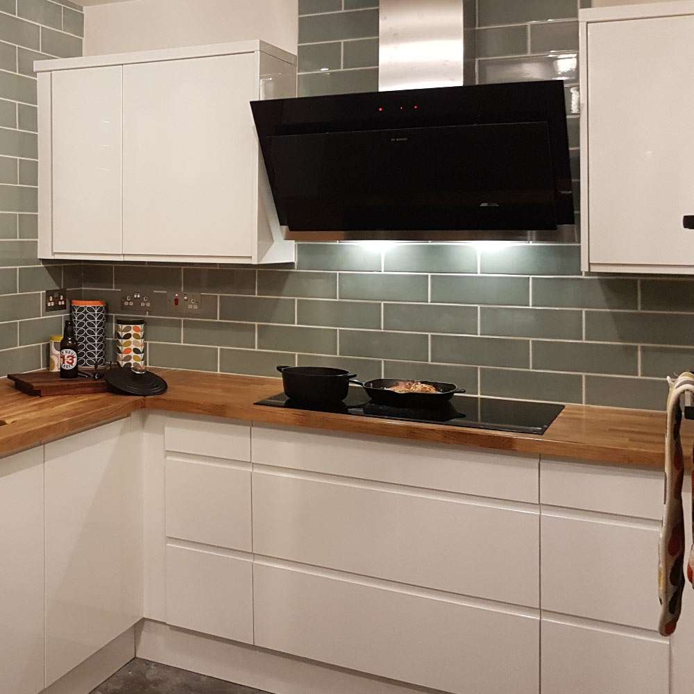 Gareth Created A Swish New Kitchen Look with Pistachio Tiles
