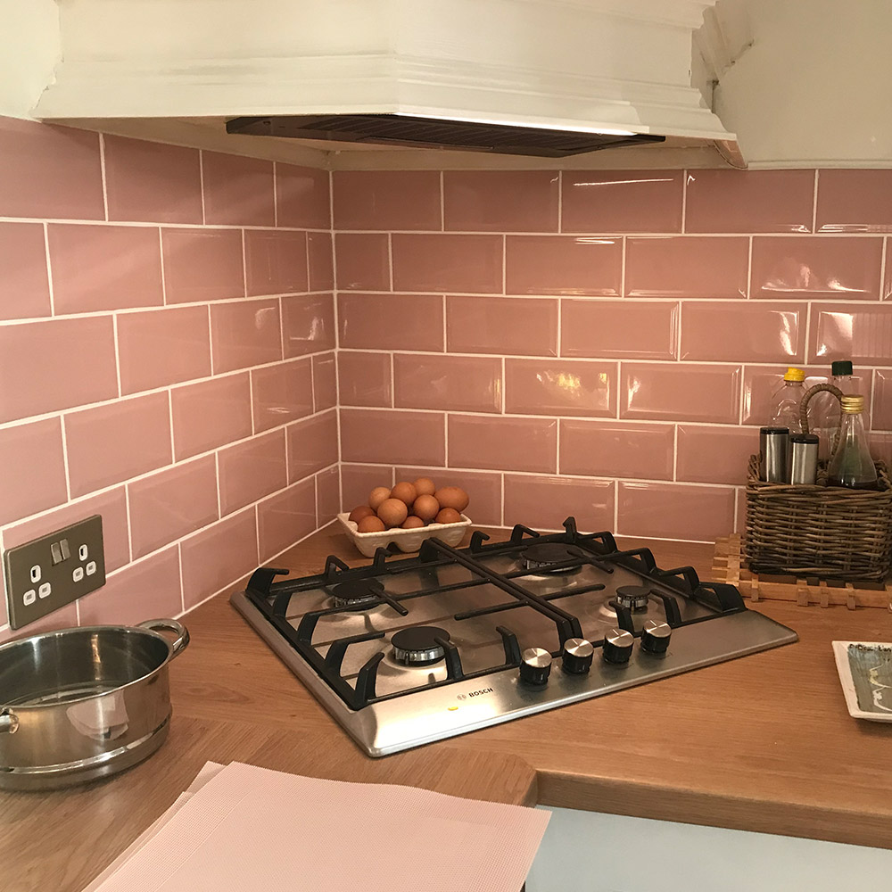Pink metro kitchen tiles
