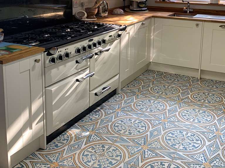 Nicola Created A Patterned Kitchen Floor with Gambol tiles
