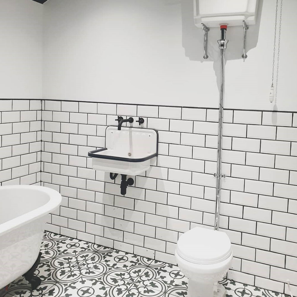 White metro tiles in vintage bathroom