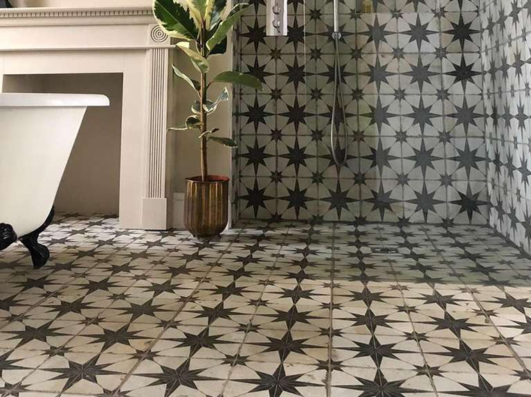 Scintilla tiles patterned bathroom