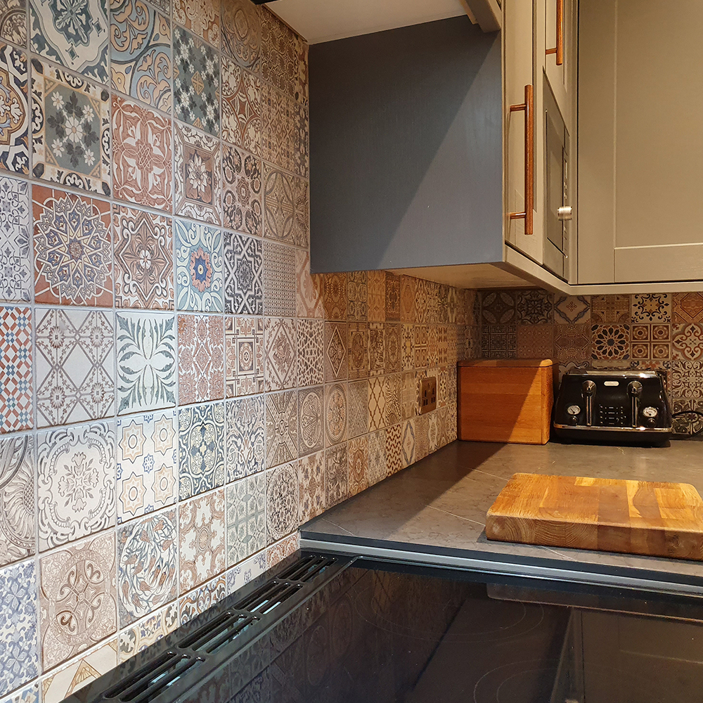 Meknes patterned patchwork kitchen wall tiles