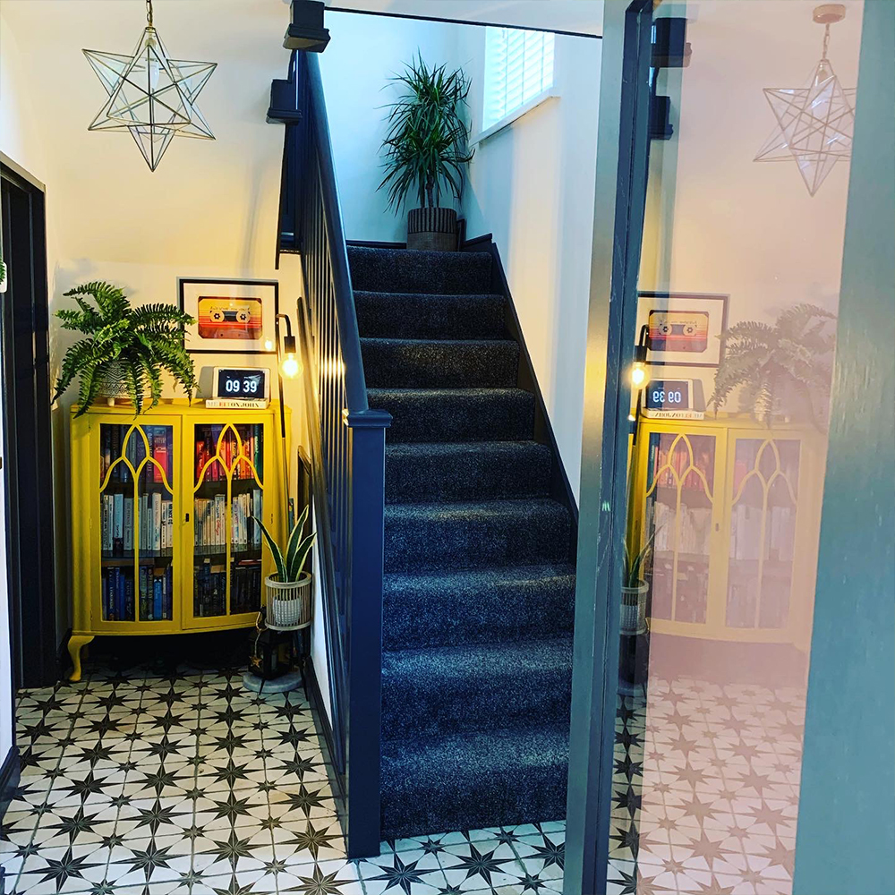 Scintilla star patterned hallway floor tiles